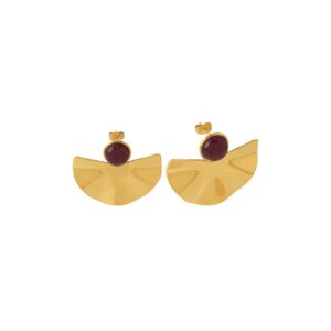 Garnet Stone Fan Earrings