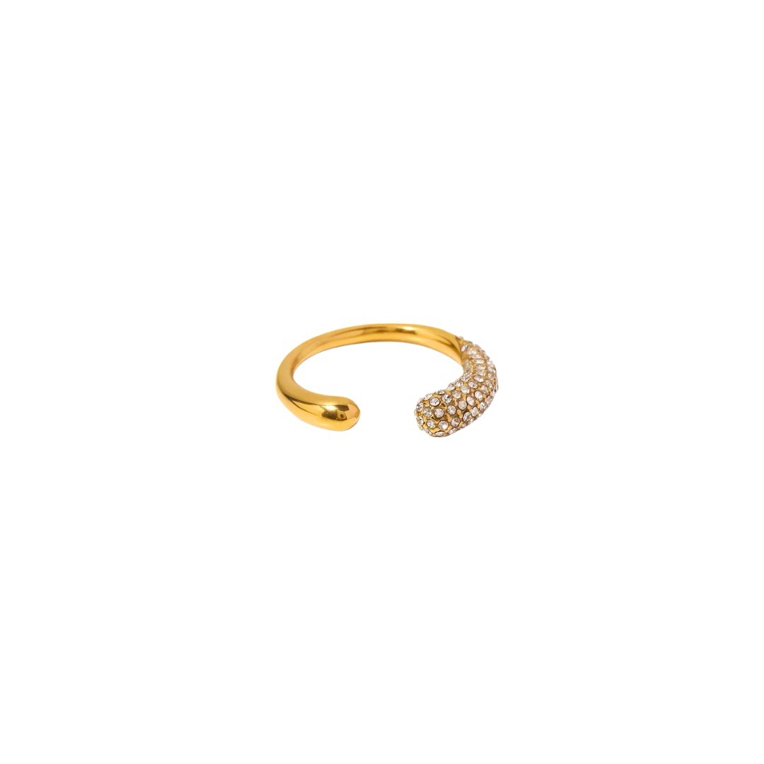 Asymmetric Pavé Open Ring