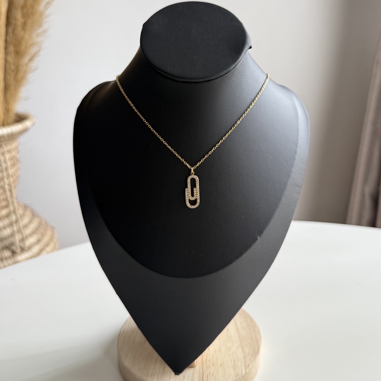 Pavé Paperclip Pendant Necklace - Image 2