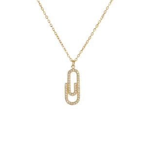 PavÃ© Paperclip Pendant Necklace