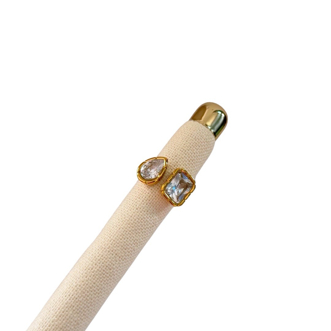 Pear & Emerald Cut Crystal Ring - Image 2
