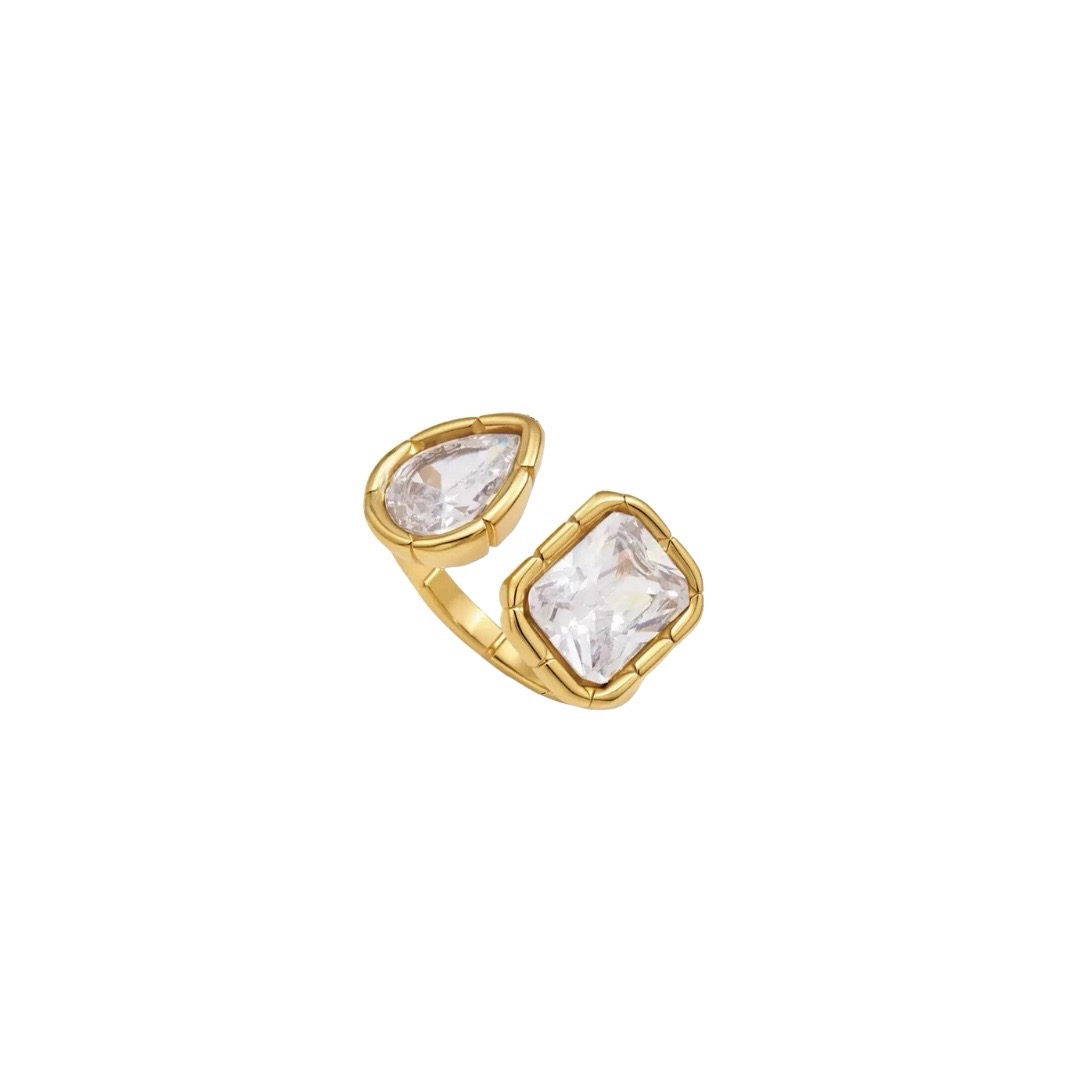 Pear & Emerald Cut Crystal Ring