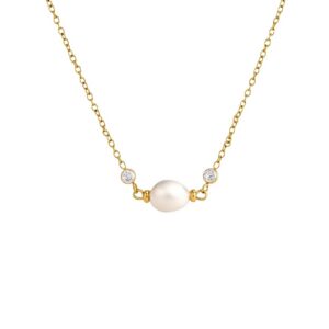 Bezeled Pearl Necklace